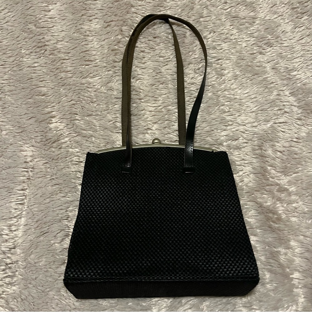 Vintage Jennifer Graham black textured purse with leather straps